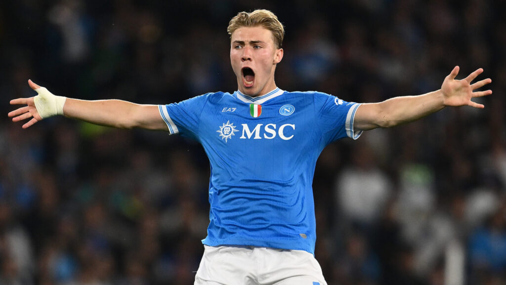 IPA84589571 - Rasmus Hojlund of S.S.C. Napoli is in action during the 36th day of the Serie A Championship between S.S.C. Napoli and Bologna F.C. at the Diego Armando Maradona Stadium on May 11, 2026 in Naples, Italy. (Photo by /Sipa USA)
2026.05.11 Neapol
pilka nozna liga wloska
SSC Napoli - Bologna FC

Foto IPA/SIPA USA/PressFocus

!!! POLAND ONLY !!!
