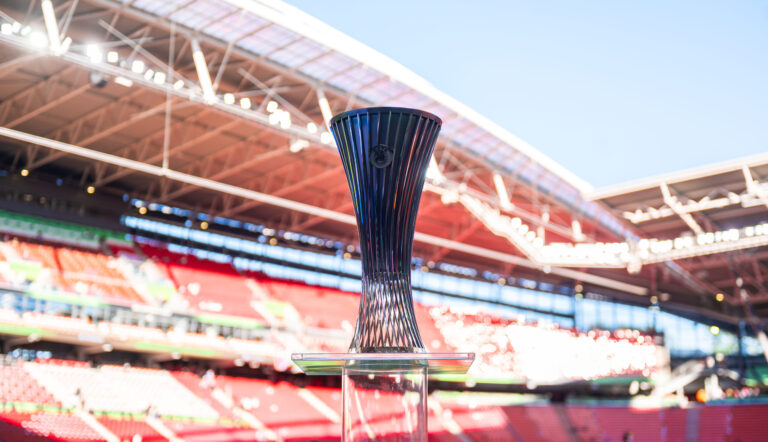 2026.05.27 Lipsk
pilka nozna Final Liga Konferencji Europy sezon 2025/2026
Crystal Palace - Rayo Vallecano
N/z Puchar Ligi Konferencji na Red Bull Arena
Foto Gleb Soboliev / PressFocus

2026.05.27 Leipzig
Football - Final UEFA Conference League 2025/2026
Crystal Palace - Rayo Vallecano
UEFA Konference League Trophy on Red Bull Arena
Credit: Gleb Soboliev / PressFocus