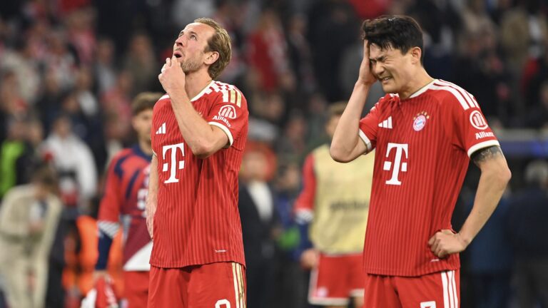 v.li:Harry KANE Bayern Muenchen, Minjae KIM FC Bayern Muenchen nach Spielende, Enttaeuschung,Frust,enttaeuscht, frustriert,niedergeschlagen, Fussball Champions League,Saison 2025/26, Halbfinale FC Bayern-Muenchen - Paris Saint Germain PSG 1-1 am 06.05.2026 A L L I A N Z A R E N A. *** from left Harry KANE Bayern Muenchen , Minjae KIM FC Bayern Muenchen after the match, disappointment,frustration,disappointed,frustrated,dejected, Football Champions League,season 2025 26, semi-final FC Bayern Muenchen Paris Saint Germain PSG 1 1 on 06 05 2026 A L L I A N Z A R E N A
2026.05.06 Monachium
pilka nozna , Liga Mistrzow
Bayern Monachium - Paris Saint-Germain
FCB PSG
Foto IMAGO/PressFocus

!!! POLAND ONLY !!!