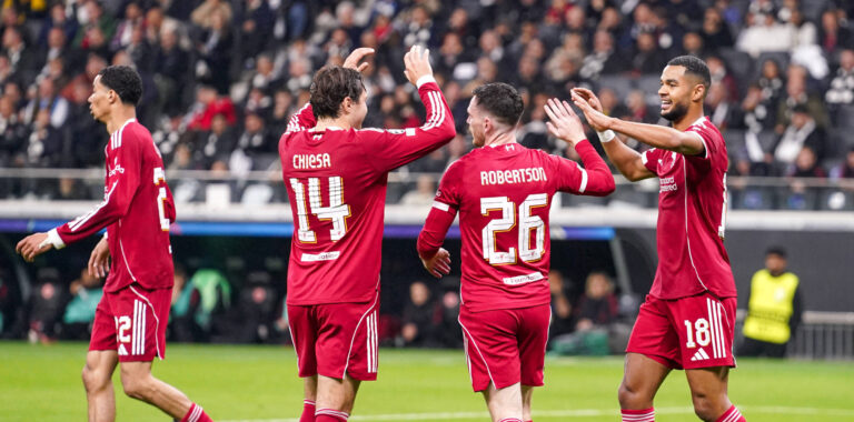 2025-10-22 Eintracht Frankfurt v Liverpool FC - UEFA Champions League 2025/26 League Phase MD3 FRANKFURT AM MAIN, GERMANY - OCTOBER 22: Cody Gakpo of Liverpool FC celebrates after scoring his teams fourth goal with Federico Chiesa of Liverpool FC, Andy Robertson of Liverpool FC during the UEFA Champions League 2025/26 League Phase MD3 match between Eintracht Frankfurt and Liverpool FC at Deutsche Bank Park on October 22, 2025 in Frankfurt am Main, Germany. Frankfurt am Main Deutsche Bank Park Germany Content not available for redistribution in The Netherlands directly or indirectly through any third parties. Copyright: xAndrexWeeningx
2025.10.22 Frankfurt
pilka nozna , liga mistrzow
Eintracht Frankfurt - FC Liverpool
Foto IMAGO/PressFocus

!!! POLAND ONLY !!!
