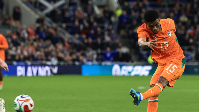 RECORD DATE NOT STATED 31st March 2026 Hill Dickinson Stadium, Liverpool, Friendly International Football, Ivory Coast versus Scotland Amad Diallo of Ivory Coast shoots at goal DavidxBlunsden
2026.03.31 Liverpool
pilka nozna miedzynarodowy mecz towarzyski
Wybrzeze Kosci Sloniowej - Szkocja
Foto IMAGO/PressFocus

!!! POLAND ONLY !!!