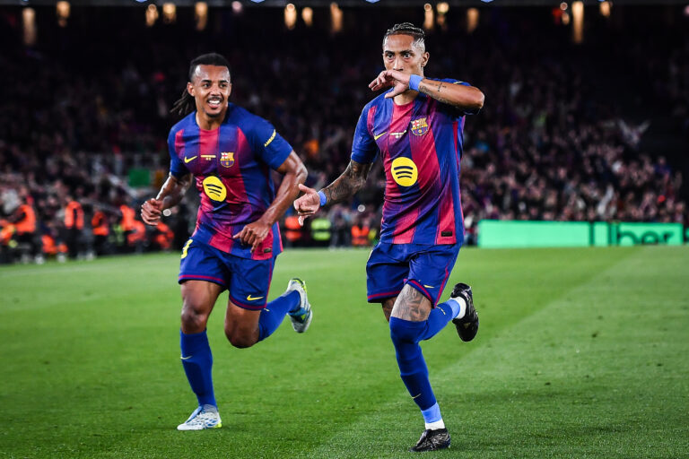 IPA84809465 - Raphael DIAS BELLOLI (Raphinha) of Barcelona celebrate his goal with Jules KOUNDE of Barcelona during the Spanish championship LaLiga football match between FC Barcelona and Real Betis Balompie on 17 May 2026 at Camp Nou stadium in Barcelona, Spain (Photo by /Sipa USA)
2026.05.17 Barcelona
pilka nozna liga hiszpanska
FC Barcelona - Real Betis Sewilla: ostatni mecz Roberta Lewandowskiego w barwach FC Barcelony
Foto IPA/SIPA USA/PressFocus

!!! POLAND ONLY !!!