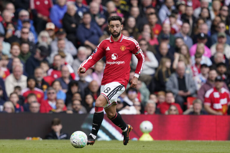 Manchester, England, 17th May 2026. Bruno Fernandes of Manchester United, ManU during the Manchester United vs Nottingham Forest Premier League match at Old Trafford, Manchester. Picture credit should read: Andrew Yates / Sportimage EDITORIAL USE ONLY. No use with unauthorised audio, video, data, fixture lists, club/league logos or live services. Online in-match use limited to 120 images, no video emulation. No use in betting, games or single club/league/player publications. SPI_095_AY_Man_Utd_Forest SPI-4806-0117
2026.05.17 Manchester
pilka nozna liga angielska
Manchester United - Nottingham Forest

Foto IMAGO/PressFocus

!!! POLAND ONLY !!!