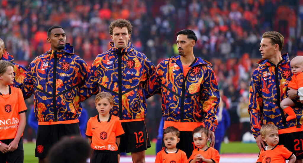 International Friendly, Länderspiel, Nationalmannschaft The Netherlands v Algeria Rotterdam - Ryan Gravenberch of The Netherlands, Mats Wieffer of The Netherlands, Tijjani Reijnders of The Netherlands, Frenkie de Jong of The Netherlands before an International Friendly match between The Netherlands and Algeria at De Kuip on 3 June 2026 in Rotterdam, The Netherlands. VK Sportphoto/Danny de Groot Copyright: xDannyxdexGrootx
2026.06.03 Rotterdam
pilka nozna , miedzynarodowy mecz towarzyski
Holandia - Algieria
Foto IMAGO/PressFocus

!!! POLAND ONLY !!!