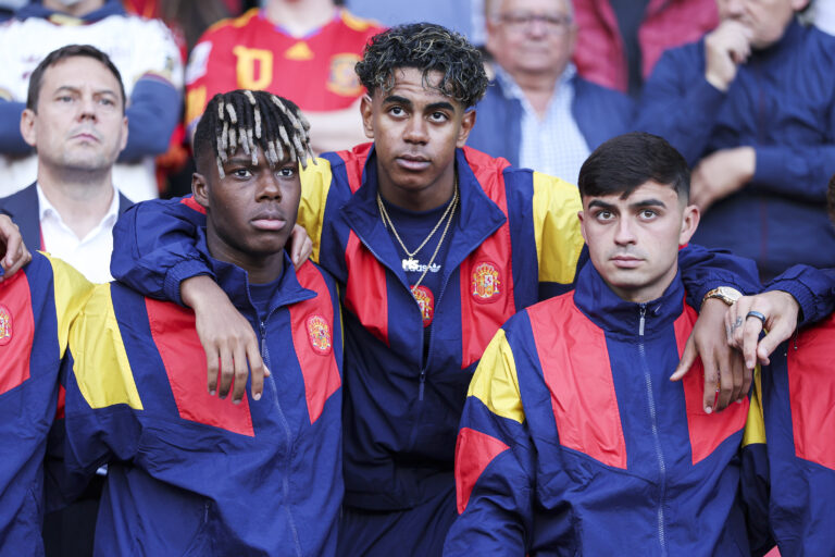 IPA85336767 - Nico Williams, Lamine Yamal and Pedri Gonzalez of Spain during the International Friendly football match between Spain and Iraq on 4 June 2026 at Estadio Municipal De Abanca Riazor in La Coruna, Spain (Photo by /Sipa USA)
2026.06.04 Coruna
pilka nozna mecz towarzyski
Hiszpania - Irak
Foto IPA/SIPA USA/PressFocus

!!! POLAND ONLY !!!
