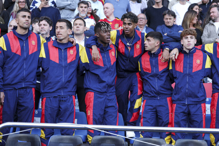 IPA85336752 - Rodrigo Hernandez, Mikel Oyarzabal, Nico Williams, Lamine Yamal, Pedri Gonzalez and Victor Munoz of Spain during the International Friendly football match between Spain and Iraq on 4 June 2026 at Estadio Municipal De Abanca Riazor in La Coruna, Spain (Photo by /Sipa USA)
2026.06.04 Coruna
pilka nozna mecz towarzyski
Hiszpania - Irak
Foto IPA/SIPA USA/PressFocus

!!! POLAND ONLY !!!