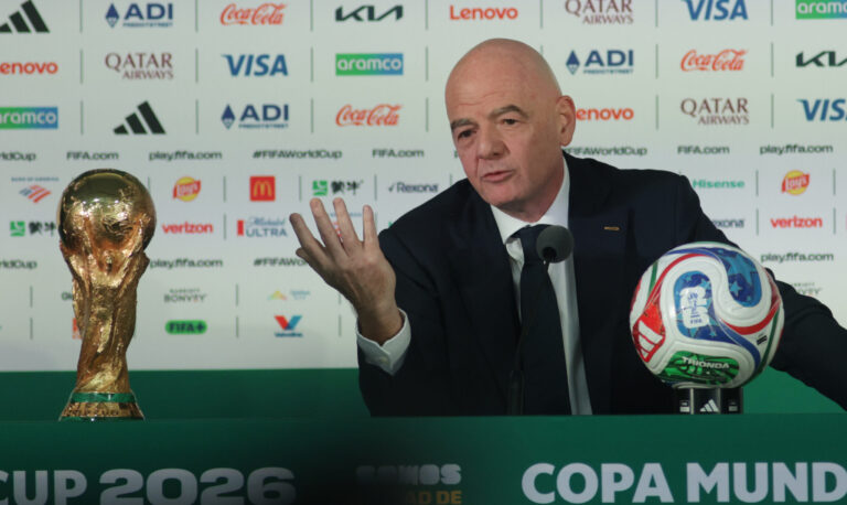 FIFA President Gianni Infantino speaks during a press conference ahead of the opening of the 2026 FIFA World Cup at the Azteca Stadium now known as  Mexico City Stadium. on June 10, 2026 in Mexico City, Mexico. (Photo by Ismael Rosas/ Eyepix Group/Sipa USA)
2026.06.10 Meksyk
pilka nozna mistrzostwa swiata 
Konferencja przed otwarciem Mistrzostw Swiata 2026
Foto Eyepix/SIPA USA/PressFocus

!!! POLAND ONLY !!!