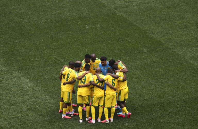 (260612) -- MEXICO CITY, June 12, 2026 (Xinhua) -- Players of South Africa gather before the group A match between Mexico and South Africa at the 2026 FIFA World Cup at Mexico City Stadium in Mexico City, Mexico, June 11, 2026. (Photo by Francisco Canedo/Xinhua)

2026.06.11 Meksyk
pilka nozna , mistrzostwa swiata , mundial 2026
Meksyk - Republika Poludniowej Afryki
RPA
Foto Francisco Canedo/Xinhua/PressFocus

!!! POLAND ONLY !!!