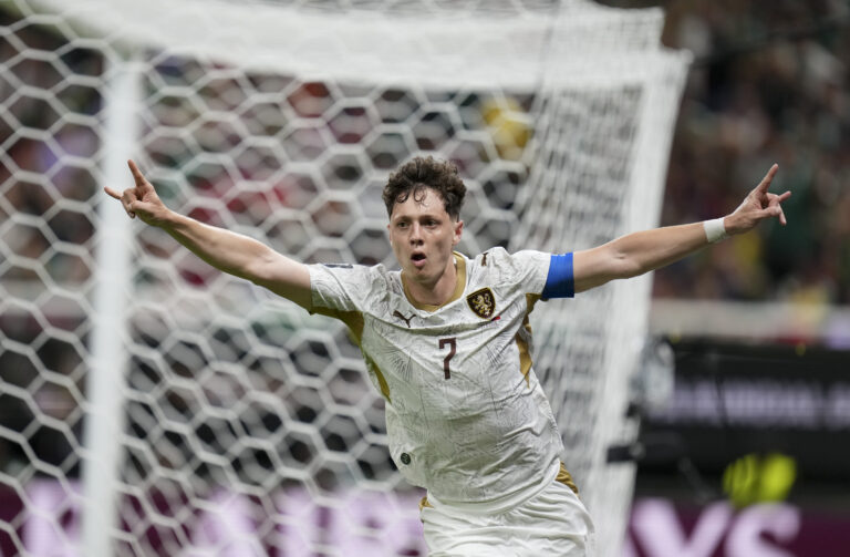 (260612) -- GUADALAJARA, June 12, 2026 (Xinhua) -- Ladislav Krejci of the Czech Republic celebrates after scoring during the group A match between South Korea and the Czech Republic at the 2026 FIFA World Cup at Guadalajara Stadium in Guadalajara, Mexico, June 11, 2026. (Photo by Martin Zabala/Xinhua)

2026.06.11 Guadalajara
pilka nozna mistrzostwa swiata 2026
Korea Poludniowa - Czechy
Foto Martin Zabala/Xinhua/PressFocus

!!! POLAND ONLY !!!