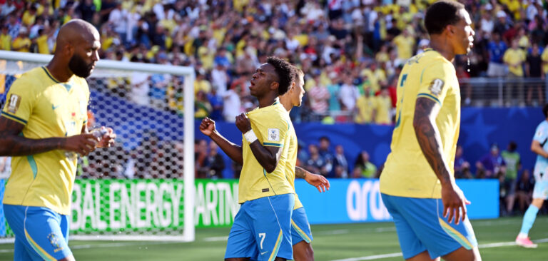 Fussball, Herren, FIFA World Cup, WM, Weltmeisterschaft, Fussball 2026 in Mexiko, Kanada und USA, Spiel in New York / New Jersey Gruppe C, 1. Spieltag, Brasilien - Marokko, Vinicius Junior Brasilien Jubel Tor 1:1 Vini Jr , 13.06. 2026, *** Soccer, Men, FIFA World Cup 2026 in Mexico, Canada and USA, Match in New York New Jersey Group C, 1 Matchday , Brazil Morocco, Vinicius Junior Brazil Cheer Goal 1 1 Vini Jr , 13 06 2026, Copyright: xMatthiasxKochx
2026.06.13 New Jersey
pilka nozna mistrzostwa swiata
Brazylia - Maroko
Foto IMAGO/PressFocus

!!! POLAND ONLY !!!