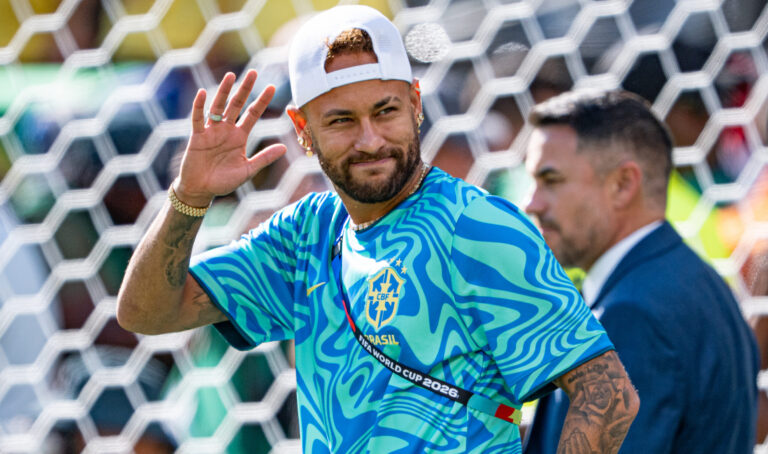 Neymar of Brazil gestures prior to the FIFA World Cup 2026 Group C match between Brazil and Morocco at New York New Jersey Stadium on June 13th,2026 (Photo by Riquelve Nata/Sports Press Photo) (Photo by Riquelve Nata/Sports Press Photo/Sipa USA)
2026.06.13 New Jersey 
pilka nozna mistrzostwa swiata
Brazylia - Maroko
Foto SPP/SIPA USA/PressFocus

!!! POLAND ONLY !!!