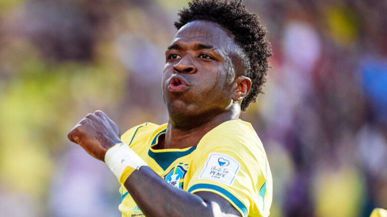 Vinicius Junior of Brazil celebrates after scoring Brazil's first goal during a group stage match of the 2026 FIFA Men's World Cup between Brazil and Morocco at New York Stadium in New Jersey on June 13, 2026. Richard Callis / Fotoarena (Richard Callis / SPP) (Photo by Richard Callis / SPP/Sipa USA)
2026.06.13 New Jersey 
pilka nozna mistrzostwa swiata
Brazylia - Maroko
Foto SPP/SIPA USA/PressFocus

!!! POLAND ONLY !!!