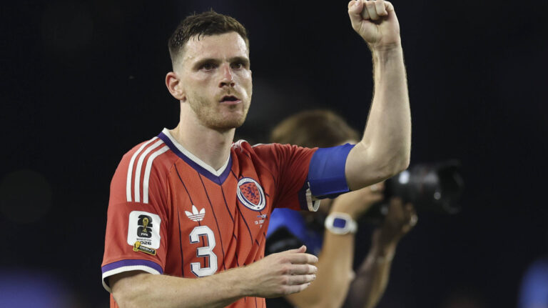 Football - 2026 FIFA World Cup, WM, Weltmeisterschaft, Fussball - Group C: Haiti vs. Scotland - Boston Stadium, Foxborough, Massachusetts - Saturday 13th June 2026 Andrew Robertson of Scotland celebrates at full time after Scotland defeat Haiti 1-0 PUBLICATIONxNOTxINxUK
2026.06.14 
pilka nozna Mistrzostwa Swiata 2026
Haiti - Szkocja 
Foto IMAGO/PressFocus

!!! POLAND ONLY !!!