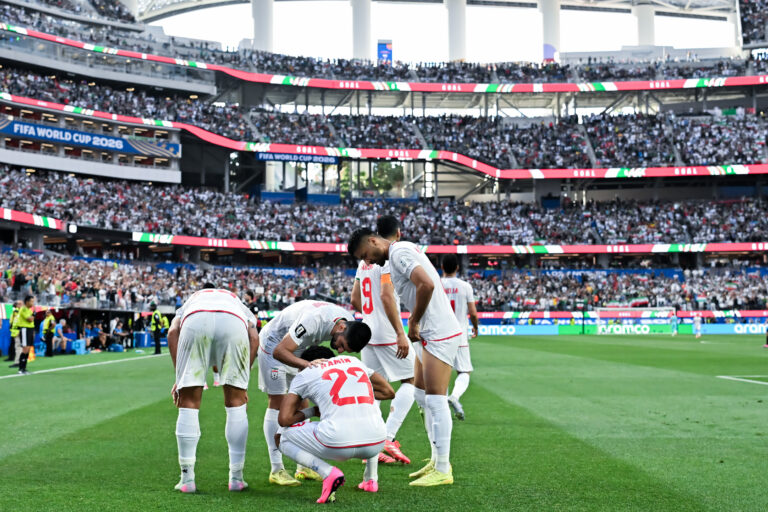 Ramin Rezaeian of IR Iran and team mates celebrate after scoring the team's first goal during a FIFA Men’s World Cup 2026 Group Stage football match between Iran and New Zealand at Los Angeles Stadium, in Inglewood on June 15th 2026 (Photo by Nayra Halm/SPP) (Photo by Nayra Halm/SPP/Sipa USA)
2026.06.15 Inglewood
pilka nozna , mistrzostwa swiata , mundial 2026
Iran - Nowa Zelandia
Foto SPP/SIPA USA/PressFocus

!!! POLAND ONLY !!!