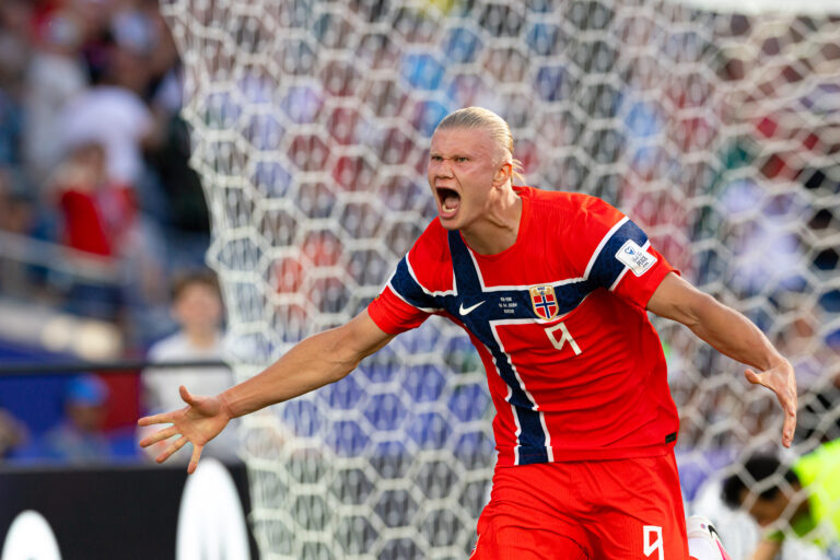 June 16, 2026; Foxborough, Massachusetts, USA; Norway forward Erling Haaland (9) celebrates a goal in a FIFA World Cup 2026 Group I match between Iraq and Norway at Boston Stadium. (c) Burt Granofsky/CSM/Sipa USA (Credit Image: © Burt Granofsky/Cal Sport Media/Sipa USA)
2026.06.16 Foxborough
pilka nozna , mistrzostwa swiata , mundial 2026
Irak - Norwegia
Foto Cal Sport Media/SIPA USA/PressFocus

!!! POLAND ONLY !!!