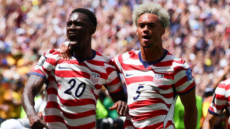 Folarin Balogun of USA and Antonee Robinson of USA celebrate an own goal by Cameron Burgess of Australia during the FIFA World Cup, WM, Weltmeisterschaft, Fussball 2026 match between USA and Australia at Lumen Field, Seattle, USA on 19 June 2026. Copyright: xPeterxDovganx 45090026
2026.06.19 Seattle
pilka nozna mistrzostwa swiata
Stany Zjednoczone - Australia
Foto IMAGO/PressFocus

!!! POLAND ONLY !!!