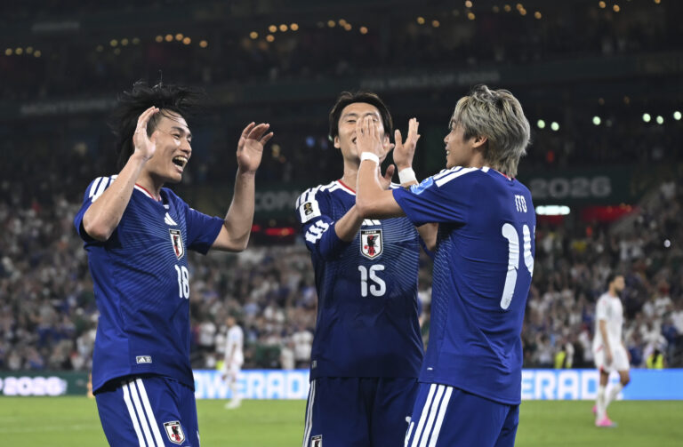(260621) -- MONTERREY, June 21, 2026 (Xinhua) -- Ito Junya (R) of Japan celebrates scoring with his teammates during the group F match between Japan and Tunisia at the 2026 FIFA World Cup at Estadio Monterrey in Monterrey, Mexico, on June 20, 2026. (Photo by Lucio Tavora/Xinhua)

2026.06.21 Guadalupe
pilka nozna , mistrzostwa swiata , mundial 2026
Tunezja - Japonia
Foto Lucio Tavora/Xinhua/PressFocus

!!! POLAND ONLY !!!