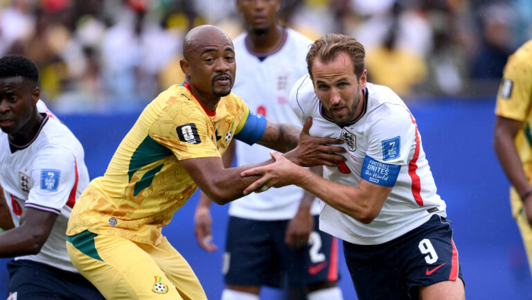 Fussball FIFA WM 2026 Vorrunde Gruppe L in Boston England - Ghana 23.06.2026 Jordan Ayew li, Ghana gegen Harry Kane re, England *** Soccer
2026.06.23 Foxborough
pilka nozna mistrzostwa swiata
Anglia - Ghana
Foto IMAGO/PressFocus

!!! POLAND ONLY !!!