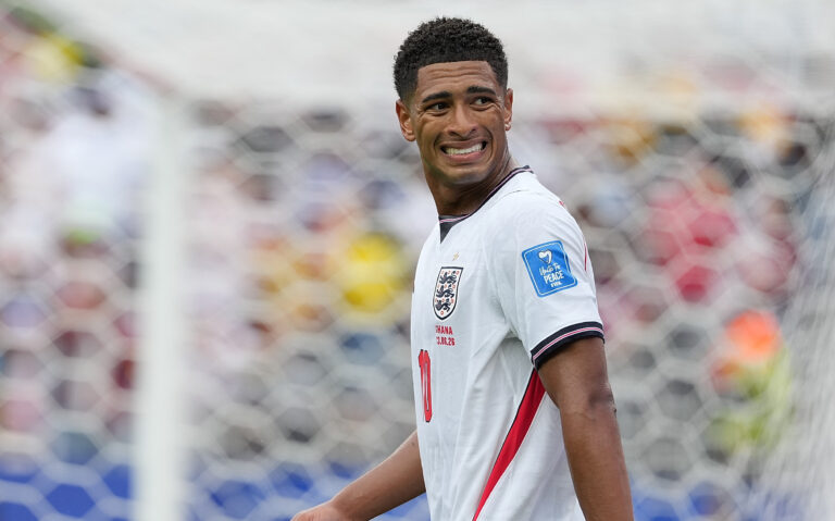 (260624) -- BOSTON, June 24, 2026 (Xinhua) -- Jude Bellingham of England reacts during the group L match between England and Ghana at the 2026 FIFA World Cup at Boston Stadium in Boston, the United States, June 23, 2026. (Xinhua/Huang Zongzhi)

2026.06.23 Foxborough
pilka nozna , mistrzostwa swiata , mundial 2026
Anglia - Ghana
Foto Huang Zongzhi/Xinhua/PressFocus

!!! POLAND ONLY !!!