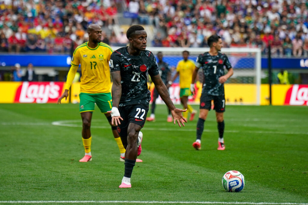 USA: Fussball FIFA World Cup, WM, Weltmeisterschaft, Fussball 2026, Sechzehntelfinale, Round of 32, Sudafrika vs Kanada, South Africa vs Canada, SoFi Stadium Inglewood, Los Angeles County, Kalifornien: Richie Laryea Kanada 22 Mimik, Gesichtsausdruck, Emotion *** USA Soccer 2026 FIFA World Cup, Round of 32, South Africa vs. Canada, SoFi Stadium, Inglewood, Los Angeles County, California Richie Laryea Canada, 22  facial expressions, emotions Copyright: xJOERANxSTEINSIEKx
2026.06.28 Inglewood
pilka nozna mistrzostwa swiata
Republika Poludniowej Afryki - Kanada
Foto IMAGO/PressFocus

!!! POLAND ONLY !!!