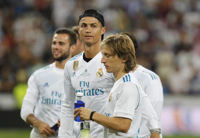 Soccer match between Real Madrid and Barcelona of the Spanish Supercup second leg, held at the Santiago Bernabeu stadium, in Madrid. (Photo: Jose L. Cuesta/261/Cordon Press).
Cristiano Ronaldo and Luka Modric




17.08.2017 Madryt Hiszpania
Superpuchar Hiszpanii 
Real Madryt - FC Barcelona
FOTO Jose L. Cuesta / Cordon Press / PressFocus

POLAND ONLY!!