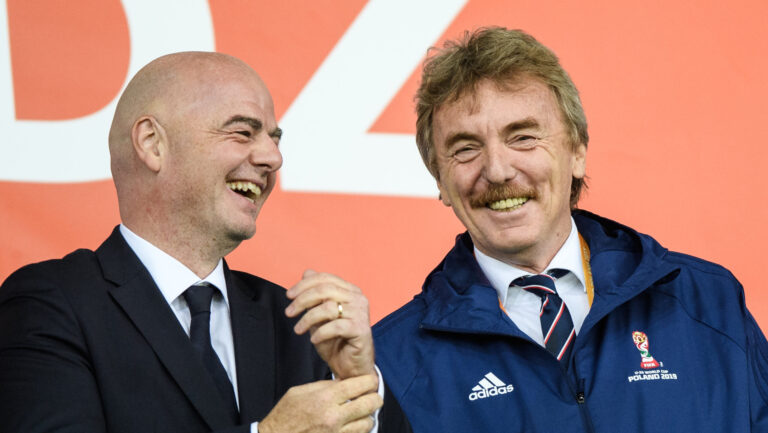 2019.05.23, Lodz, Pilka nozna, Reprezentacja U20, Mistrzostwa Swiata Polska 2019 
Mecz Polska - Kolumbia
N/z Gianni Infantino, Zbigniew Boniek
Foto Rafal Oleksiewicz / PressFocus


2019.05.23, Lodz,  football, FIFA U20 World Cup Poland 2019,
Group A Match Poland vs Colombia
Gianni Infantino, Zbigniew Boniek
Photo by Rafal Oleksiewicz / PressFocus