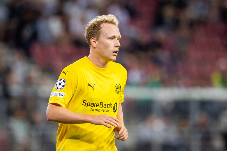 STURM GRAZ vs BODO / GLIMT Anders Klynge of Bodo during second leg of play off round of UEFA Champions League football match between SK Sturm Graz and FK Bodo / Glimt. Worthersee Stadion, Klagenfurt, Austria, August 26, 2025. Photo by Branislav Racko Copyright: xx 080A8412
2025.08.26 Graz
pilka nozna , Liga Mistrzow
SK Sturm Graz - FK Bodo / Glimt
Foto IMAGO/PressFocus

!!! POLAND ONLY !!!