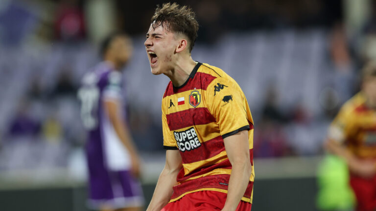 Bartosz Mazurek of Jagiellonia Bialystok celebrates a goal during the UEFA Conference League 2025/2026 match between AC Fiorentina and Jagiellonia Bialystok at Stadion Artemio Frannchi. Final score  AC Fiorentina 2 : 4 Jagiellonia Bialystok. (Photo by Grzegorz Wajda / SOPA Images/Sipa USA)
2026.02.26 Florencja
pilka nozna Liga Konferencji
ACF Fiorentina - Jagiellonia Bialystok
Foto SOPA Images/SIPA USA/PressFocus

!!! POLAND ONLY !!!