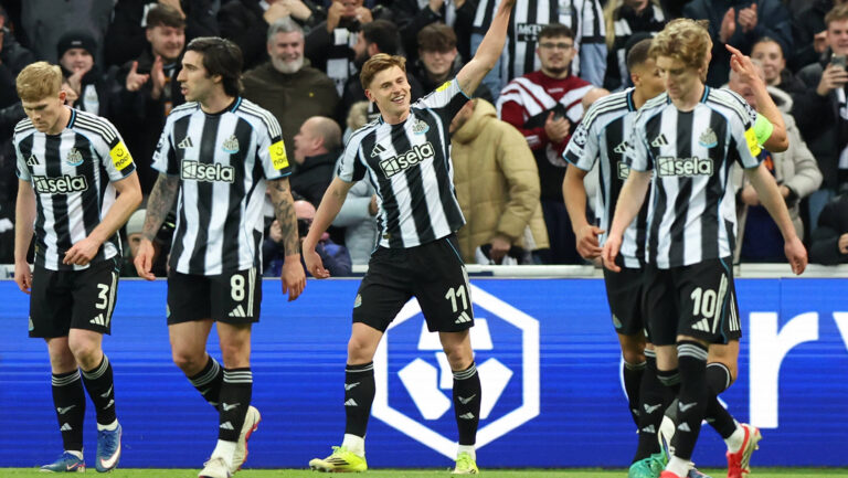Newcastle Upon Tyne, England, 10th March 2026. Harvey Barnes of Newcastle United c celebrates scoring the first goal during the Newcastle United vs FC Barcelona, Barca UEFA Champions League match at St. James Park, Newcastle Upon Tyne. Picture credit should read: Nigel Roddis / Sportimage EDITORIAL USE ONLY. No use with unauthorised audio, video, data, fixture lists, club/league logos or live services. Online in-match use limited to 120 images, no video emulation. No use in betting, games or single club/league/player publications. SPI_054_NR_NEWC_BARCx SPI-4596-0054
2026.03.10 Newcastle
pilka nozna liga mistrzow
Newcastle United - FC Barcelona

Foto IMAGO/PressFocus

!!! POLAND ONLY !!!