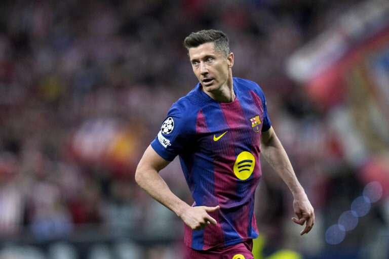 Robert Lewandowski of FC Barcelona during the UEFA Champions League match, Quarter-Finals, second leg, between Atletico de Madrid and FC Barcelona played at Riyadh Metropolitano Stadium on April 14, 2026 in Madrid. (Photo by Cesar Cebolla / PRESSINPHOTO)
2026.04.14 Madryt
pilka nozna Liga Mistrzow
Atletico Madryt - FC Barcelona
Foto pressinphoto/SIPA USA/PressFocus

!!! POLAND ONLY !!!