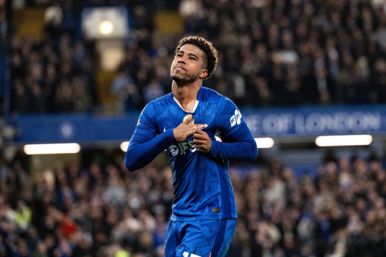 19th May 2026 Stamford Bridge, Chelsea, London, England: Premier League Football, Chelsea versus Tottenham Hotspur Andrey Santos of Chelsea celebrates scoring in the 67th minute to make the score 2-0 GodfreyxPitt
2026.05.19 Londyn
pilka nozna liga angielska
Chelsea Londyn -Tottenham Hotspur

Foto IMAGO/PressFocus

!!! POLAND ONLY !!!