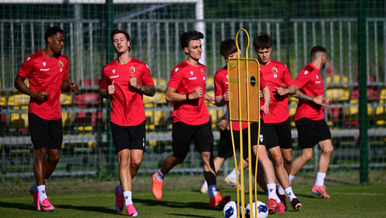 2026.06.22 Bialystok Pilka nozna PKO Ekstraklasa sezon 2026/2027. Jagiellonia Bialystok wznowila treningi po krotkej przerwie urlopowej. N/z zawodnicy Jagiellonii na treningu. Foto Michal Kosc / PressFocus