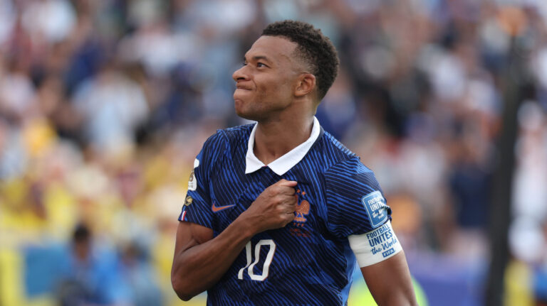 Kylian MBAPPE of France celebrate after scores during the FIFA World Cup 2026 - Round of 32 match between France and Sweden at MetLife Stadium on June 30, 2026 in East Rutherford, New Jersey. (Photo by Johnny Fidelin/Icon Sport/Sipa USA)
2026.06.30 East Rutherford
pilka nozna , mistrzostwa swiata , mundial 2026
Francja - Szwecja
Foto Icon Sport/SIPA USA/PressFocus

!!! POLAND ONLY !!!