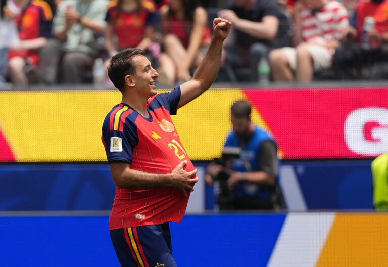 (260703) -- LOS ANGELES, July 3, 2026 (Xinhua) -- Mikel Oyarzabal of Spain celebrates after scoring during the round of 32 match between Spain and Austria at the 2026 FIFA World Cup at Los Angeles Stadium in Los Angeles, the United States, July 2, 2026. (Xinhua/Huang Zongzhi)
2026.07.02 Los Angeles
pilka nozna Mistrzostwa Swiata 2026
Hiszpania - Austria
Foto Huang Zongzhi/Xinhua/PressFocus

!!! POLAND ONLY !!!