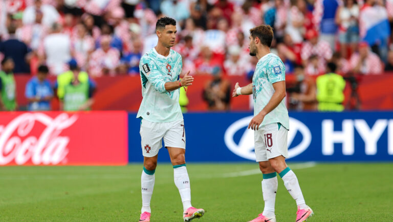 Cristiano Ronaldo and Pedro Neto of Portugal during the FIFA World Cup 2026 Round Of 32 match between Portugal and Croatia at Toronto Stadium on July 2, 2026 in Toronto, Canada. Photo: Sanjin Strukic/PIXSELL/Sipa USA
2026.07.03 Toronto
pilka nozna mistrzostwa swiata
Portugalia - Chorwacja
Foto Pixsell/SIPA USA/PressFocus

!!! POLAND ONLY !!!
