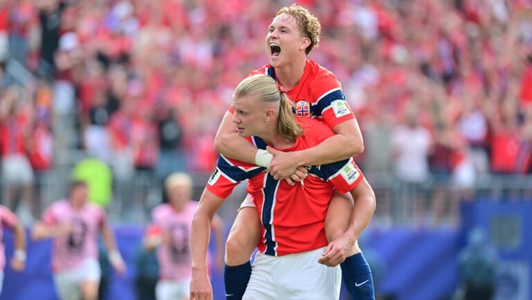 New York/New Jersey Stadium, New Jersey (NY), July 5, 2026 - SPORTS/WORLD CUP - BRAZIL VS NORWAY - Haaland of Norway - Match between BRAZIL and NORWAY, valid for the round of 16 of the 2026 FIFA World Cup, held at the New York/New Jersey Stadium, in New Jersey, on the afternoon of this Sunday, July 5 (Photo: Eduardo Carmim/Photo Premium/SPP) 30930 (Eduardo Carmim / SPP) (Photo by Eduardo Carmim / SPP/Sipa USA)
2026.07.05 New Jersey
pilka nozna mistrzostwa swiata
Brazylia - Norwegia
Foto Eduardo Carmim / SPP/SIPA USA/PressFocus

!!! POLAND ONLY !!!