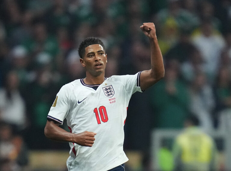 (260706) -- MEXICO CITY, July 6, 2026 (Xinhua) -- Jude Bellingham of England celebrates scoring during the round of 16 match between Mexico and England at the 2026 FIFA World Cup at the Mexico City Stadium, Mexico, July 5, 2026. (Photo by Martin Zabala/Xinhua)

2026.07.06 Meksyk
pilka nozna mistrzostwa swiata
Meksyk - Anglia
Foto Martin Zabala/Xinhua/PressFocus

!!! POLAND ONLY !!!