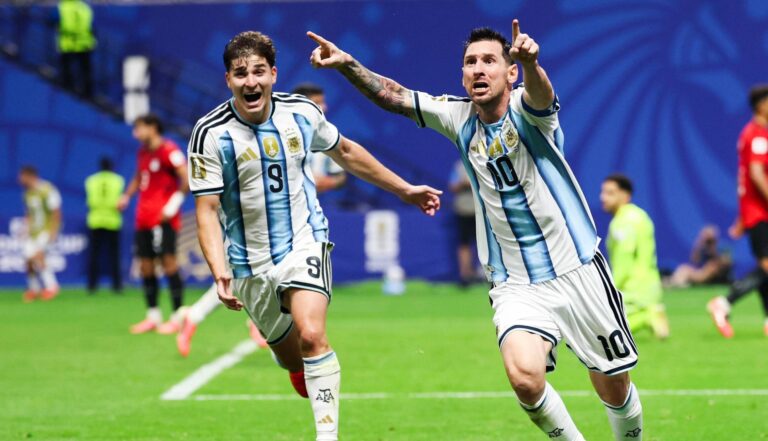 RECORD DATE NOT STATED  FIFA World Cup, WM, Weltmeisterschaft, Fussball 2026 - Round of 16 - Argentina v Egypt Lionel Messi player of Argentina celebrates his goal during the Round of 16 match between Argentina and Egypt at the FIFA World Cup, at Atlanta Stadium, in Georgia, United States, on Tuesday, July 07, 2026.Foto: William Volcov/Brazil Photo Press/IMAGO Sports Atlanta GA United States Copyright: xWILLIAMxVOLCOVx
2026.07.07 Atlanta
pilka nozna Mistrzostwa Swiata 2026
Argentyna - Egipt
Foto IMAGO/PressFocus

!!! POLAND ONLY !!!