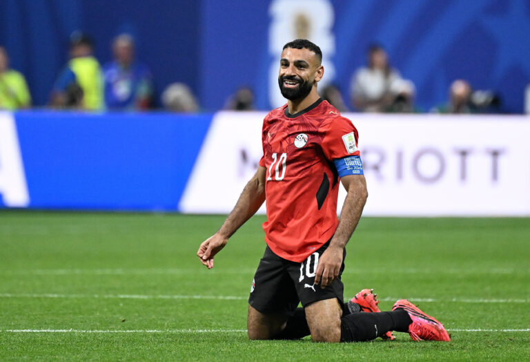 (260708) -- ATLANTA, July 8, 2026 (Xinhua) -- Mohamed Salah of Egypt celebrates during the round of 16 match between Argentina and Egypt at the 2026 FIFA World Cup at Atlanta Stadium in Atlanta, the United States, July 7, 2026. (Xinhua/Chen Yichen)2026.07.07 ATLANTApilka nozna mistrzostwa swiataArgentyna - EgiptFoto Chen Yichen/Xinhua/PressFocus!!! POLAND ONLY !!!