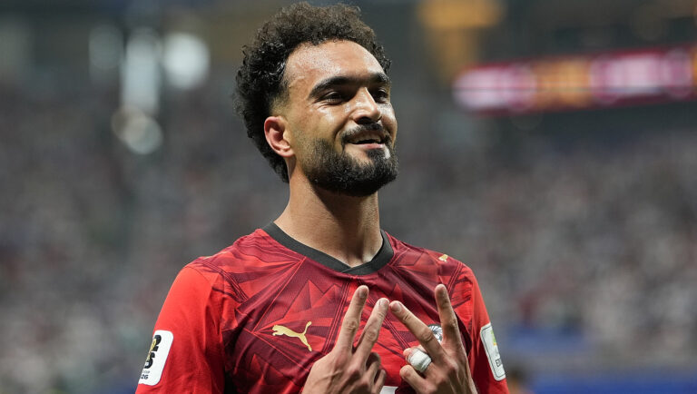 (260708) -- ATLANTA, July 8, 2026 (Xinhua) -- Mostafa Zico of Egypt celebrates his goal during the round of 16 match between Argentina and Egypt at the 2026 FIFA World Cup at Atlanta Stadium in Atlanta, the United States, July 7, 2026. (Xinhua/Huang Zongzhi)

2026.07.07 ATLANTA
pilka nozna mistrzostwa swiata
Argentyna - Egipt
Foto Huang Zongzhi/Xinhua/PressFocus

!!! POLAND ONLY !!!