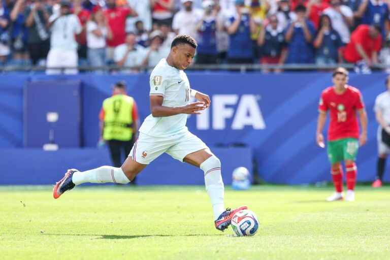 RECORD DATE NOT STATED  FIFA World Cup, WM, Weltmeisterschaft, Fussball 2026 - Quarterfinals - France v Morocco Kylian Mbappe player of France takes the penalty during the FIFA World Cup quarterfinal match between France and Morocco, at Boston Stadium, in Foxborough, United States, on Thursday, July 09, 2026.Foto: Vanessa Carvalho/Brazil Photo Press/IMAGO Sports Copyright: xVanessaxCarvalhox
2026.07.09 Foxborough
pilka nozna , mistrzostwa swiata , mundial 2026
Francja - Maroko
Foto IMAGO/PressFocus

!!! POLAND ONLY !!!
