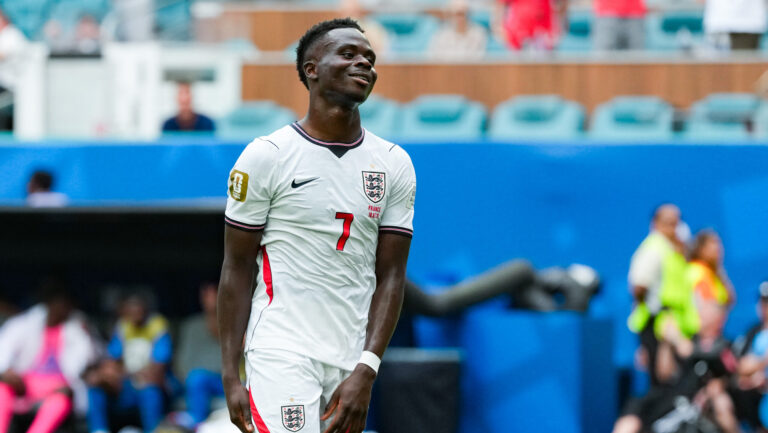 Bukayo Saka of England looks on during a FIFA Men’s World Cup 2026 Bronze Final football match between France and England at Miami Stadium, in Miami Gardens on July 18th 2026 (Photo by Alexandra Fechete/SPP) (Photo by Alexandra Fechete/SPP/Sipa USA)
2026.07.18 Miami Gardens
pilka nozna , mistrzostwa swiata , mundial 2026
Francja - Anglia
Foto SPP/SIPA USA/PressFocus

!!! POLAND ONLY !!!