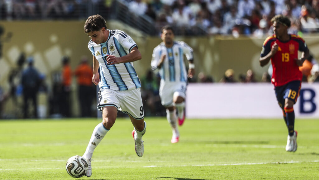 Julian ALVAREZ of Argentina during the 2026 FIFA World Cup - Final match between Spain and Argentina at MetLife Stadium on July 19, 2026 in East Rutherford, New Jersey. (Photo by Johnny Fidelin/Icon Sport/Sipa USA)
2026.07.19 East Rutherford
pilka nozna mistrzostwa swiata
Hiszpania - Argentyna
Foto Icon Sport/SIPA USA/PressFocus

!!! POLAND ONLY !!!