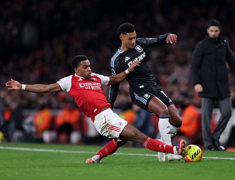 London, England, 30th December 2025. Jurrien Timber of Arsenal with Ollie Watkins of Aston Villa during the Arsenal vs Aston Villa Premier League match at the Emirates Stadium, London. Picture credit should read: David Klein / Sportimage EDITORIAL USE ONLY. No use with unauthorised audio, video, data, fixture lists, club/league logos or live services. Online in-match use limited to 120 images, no video emulation. No use in betting, games or single club/league/player publications. SPI_DK_092_Arsenal_Villa SPI-4405-0092
2025.12.31 Londyn
pilka nozna , Liga Angielska
Arsenal Londyn - Aston Villa
Foto IMAGO/PressFocus

!!! POLAND ONLY !!!
