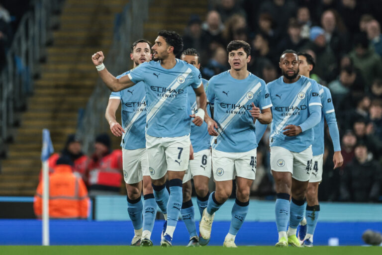 Omar Marmoush of Manchester City celebrates his goal to make it 1-0 during the Carabao Cup Semi-Final second leg match Manchester City vs Newcastle United at Etihad Stadium, Manchester, United Kingdom, 4th February 2026

(Photo by Mark Cosgrove/News Images) in Manchester, United Kingdom on 2/4/2026. (Photo by Mark Cosgrove/News Images/Sipa USA)
2026.02.04 Manchester
pilka nozna Puchar Ligi Angielskiej
Manchester City - Newcastle United
Foto News Images/SIPA USA/PressFocus

!!! POLAND ONLY !!!