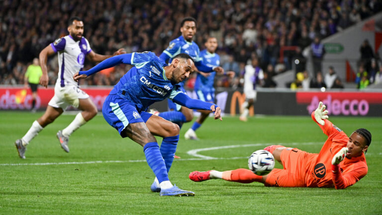 01 Guillaume RESTES (tfc) - 97 Pierre-Emerick AUBAMEYANG (om) during the Ligue 1 McDonald's match between Toulouse and Marseille at Stadium de Toulouse on March 7, 2026 in Toulouse, France. (Photo by Sylvain Thomas/FEP/Icon Sport/Sipa USA)
2026.03.07 Tuluza
pilka nozna  liga francuska
Toulouse FC - Olympique Marsylia
Foto Icon Sport/SIPA USA/PressFocus

!!! POLAND ONLY !!!