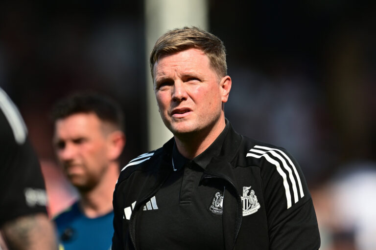 Fulham v Newcastle United, Premier League Newcastle United manager Eddie Howe during the Premier League match between Fulham and Newcastle United at Craven Cottage, London, UK on 24 May 2026. London Craven Cottage Greater London UK Editorial use only DataCo restrictions apply See www.football-dataco.com , Copyright: xDennisxGoodwinx PSI-24290-0114
2026.05.24 Londyn
pilka nozna
Premier League 2025/2026
Foto IMAGO/PressFocus

!!! POLAND ONLY !!!