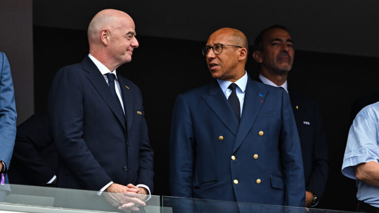 Gianni INFANTINO, president of FIFA and Philippe DIALLO, President of FFF during the FIFA World Cup 2026, Group I match between France and Iraq at Lincoln Financial Field on June 22, 2026 in Philadelphia, United States. (Photo by Baptiste Fernandez/Icon Sport/Sipa USA)
2026.06.22 Philadelphia
pilka nozna mistrzostwa swiata
Francja - Irak
Foto Icon Sport/SIPA USA/PressFocus

!!! POLAND ONLY !!!