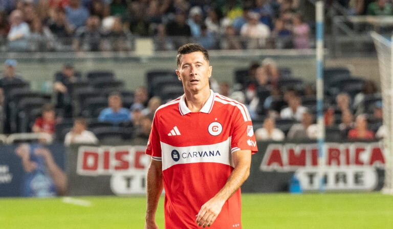 Robert Lewandowski (9) of Chicago Fire FC in action during Regular Season game between NYCFC and Chicago Fire FC at Yankee stadium in New York, NY on July 25, 2026. NYCFC won 3 - 1. (Photo by Lev Radin/Sipa USA)
2026.07.26 Nowy Jork
pilka nozna liga MLS
New York City FC - Chicago Fire
Foto Lev Radin/SIPA USA/PressFocus

!!! POLAND ONLY !!!