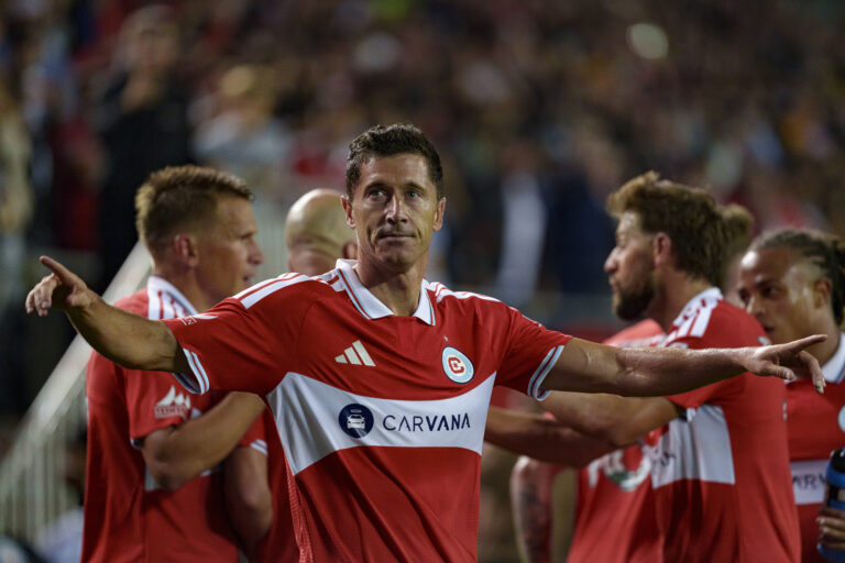 Robert Lewandowski seen celebrating after scoring goal during MLS, Fussball Herren, USA game between teams of Chicago Fire and Charlotte FC Martin Murillo/Ball Raw Images Chicago Dignity Health Sports Park USA Copyright: xMartinxMurillox martinmurillo_chicagofire_charlotte_2627-9
2026.08.02 Chicago
pilka nozna liga MLS
Chicago Fire - Charlotte FC
Foto IMAGO/PressFocus

!!! POLAND ONLY !!!